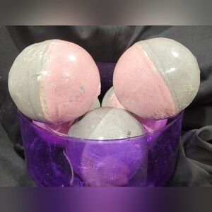 Pink and Gray Moisturizing Bath Bomb with Charcoal and Pumice Stone